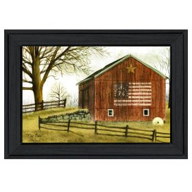 "Flag Barn" By Billy Jacobs, Ready to Hang Framed Print, Black Frame