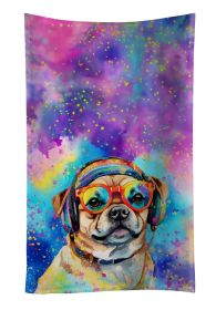 Pug Hippie Dawg Kitchen Towel Dish Cloths Guest Hand Towel Decorative Bathroom Towel for Face,Tea, Dishcloth, Kitchen and Bath