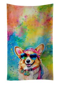 Corgi Hippie Dawg Kitchen Towel Dish Cloths Guest Hand Towel Decorative Bathroom Towel for Face,Tea, Dishcloth, Kitchen and Bath