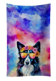 Border Collie Hippie Dawg Kitchen Towel Dish Cloths Guest Hand Towel Decorative Bathroom Towel for Face,Tea, Dishcloth, Kitchen and Bath