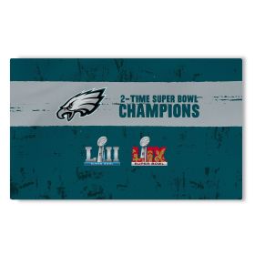 Philadelphia Eagles NFL 2025 Super Bowl LIX Multi Champ Tradition Washable Rug 36X62 Inches