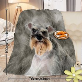 Schnauzer Flannel Blankets Cozy Blanket Super Soft Cozy Warm Puppy Dog Throw Blanket For Couch Chair Bed Sofa Office Cute Schnauzer Gifts 75x100c (Option: 75x100-Gray)