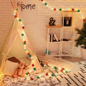 9.84 Ft Felt Ball Garland With Warm Light String (Option: W13732746)