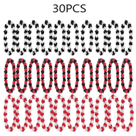 30 Pcs Racing Party Flower Leis Black White Red Mixed Color Silk Tropical Flower Necklace (Option: Style1)