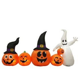 8FT Long Halloween Inflatables Pumpkins Ghost Outdoor Decorations, Blow Up Yard Decoration With Built-in LEDs Lighted For Lawn Garden Outside Ind (Option: Default title)