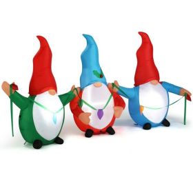 6.6 FT Lighted Christmas Inflatable Decoration, Inflatable Three Christmas Gnomes Elves, Funny Blow Up Yard Decorations With Built-in LED Lights (Option: Default title)