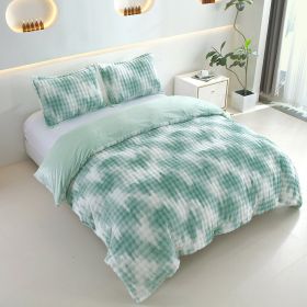 Velvet Camouflage Duvet Cover Set - Green (Option: Queen)