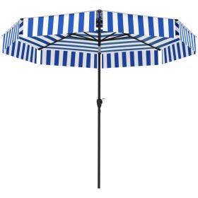 8.6FT Patio Umbrella, Outdoor Market Umbrella, 2-Tier Vented Patio Table Umbrella With Crank 8 Ribs, Tiltable Porch Umbrella For Garden Deck Pool (Color: Navy Blue)