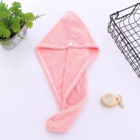 1pc Fast Drying Hair Towel With Button, Super Absorbent Hair Towel Wrap, Soft And Water-Absorbing Hair Drying Towel, Fast Drying Hair Wraps For W (Color: Pink)