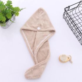 1pc Fast Drying Hair Towel With Button, Super Absorbent Hair Towel Wrap, Soft And Water-Absorbing Hair Drying Towel, Fast Drying Hair Wraps For W (Color: Beige)
