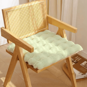 Imitation rabbit fur carpet square chair cover seat cushion, luxury rabbit fur small rug fluffy floor mat, suitable for living room sofa (Color: Green, size: 45cm)