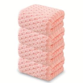 "Lifetime Durability Waffle Bath Towels - Commercial-Quality Microfiber That Lasts 300+ Washes Without Pilling or Stiffening" (Quantity: 4 pcs pink)