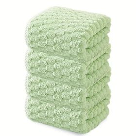 "Lifetime Durability Waffle Bath Towels - Commercial-Quality Microfiber That Lasts 300+ Washes Without Pilling or Stiffening" (Quantity: 4pcs green)