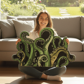 Green And Purple Cthulhu Rugs Water Absorbent Bath Mat Octopus Anime Rug Graphic Gothic Bathroom Rugs Fantasy Decorate, Non Slip Backing (Color: Green, size: 18*27in)