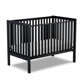 Baby Crib 5-in-1 Convertible,   Non-Toxic Finish, Simplistic Nursery Furniture (Color: Black)